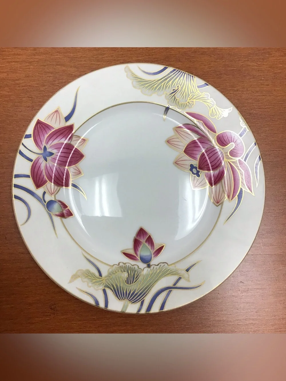 Fitz and Floyd Cloisonné Lotus Porcelain Salad Plate